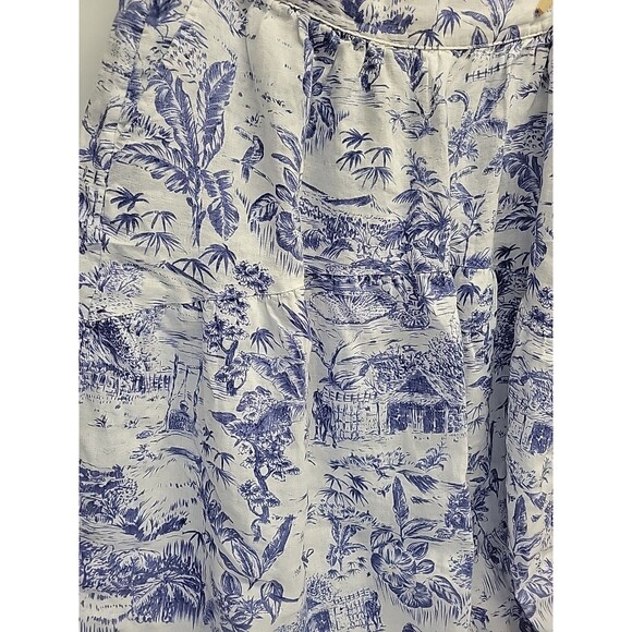 Joie Womens Blue White Floral Tropical 100% Linen Maxi Skirt Pull On Pockets XL - Picture 3 of 13